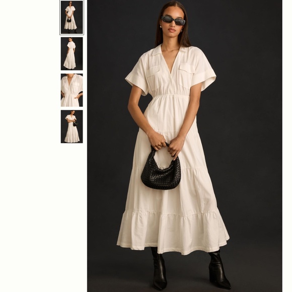 Anthropologie Maeve Short-Sleeve V-Neck Tiered Maxi Dress - Picture 1 of 4